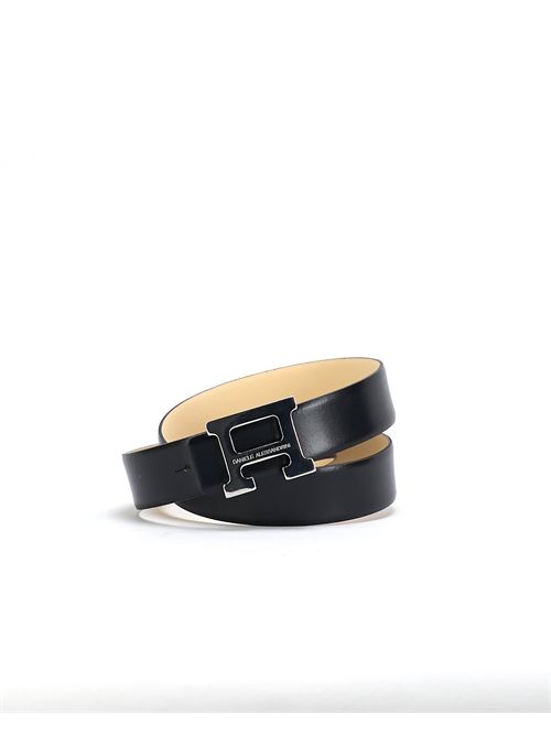 Leather belt with buckle logo Daniele Alessandrini DANIELE ALESSANDRINI | Belt | NL648443061